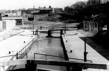 Chester. River Dee lock looking to canal 