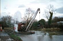 Steam dredger at Odiham. February? 1975