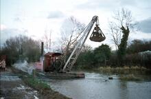 Steam dredger at Odiham. February? 1975