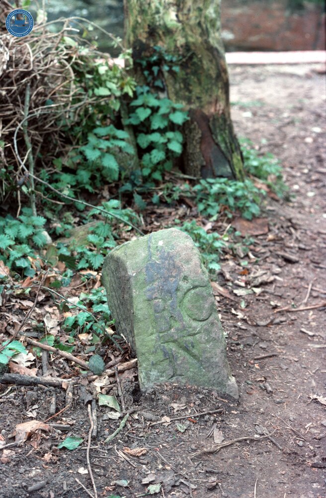 Boundary post, near Crookham. April 1977