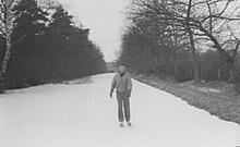 Skater on frozen canal between Brookwood and Pirbright. 19/02/56