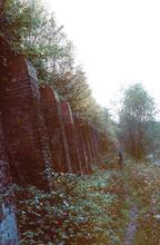 Buttressed Railway wall west of St John's. Circa March 1979