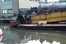 Weybridge navigation, dredger near Thames lock