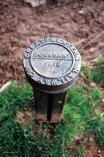 Brecon & Abergavenny Canal. Great Western Railway Boundary marker. 1975