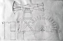 Glamorgan Canal: Mellingrifith Pump drawing of side elevation
