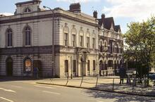 Glamorganshire Canal. Cardiff. East Canal Wharf. Custom House & York Hotel. 1978