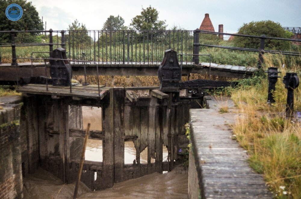 Bridgwater Dock - barge lock and river Parrett (1979)