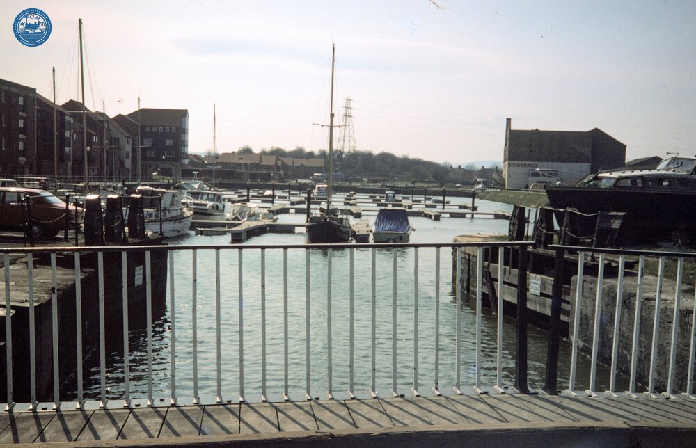 Bridgwater Dock from bridge over entrance lock