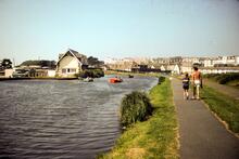 Old Lifeboat Station, Bude, looking west. August 1977