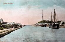 Bude Canal. Bude Harbour with sailing ships moored
