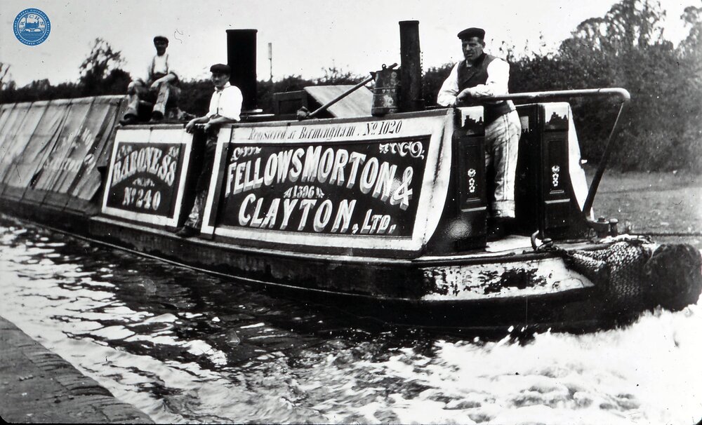 Fellows, Morton & Clayton steamer Baroness at Long Buckby – captain Henry Crockett, engineer Jack City, mate Harry Draycott. 1910 (From Steam on Canals Sub-Collection)