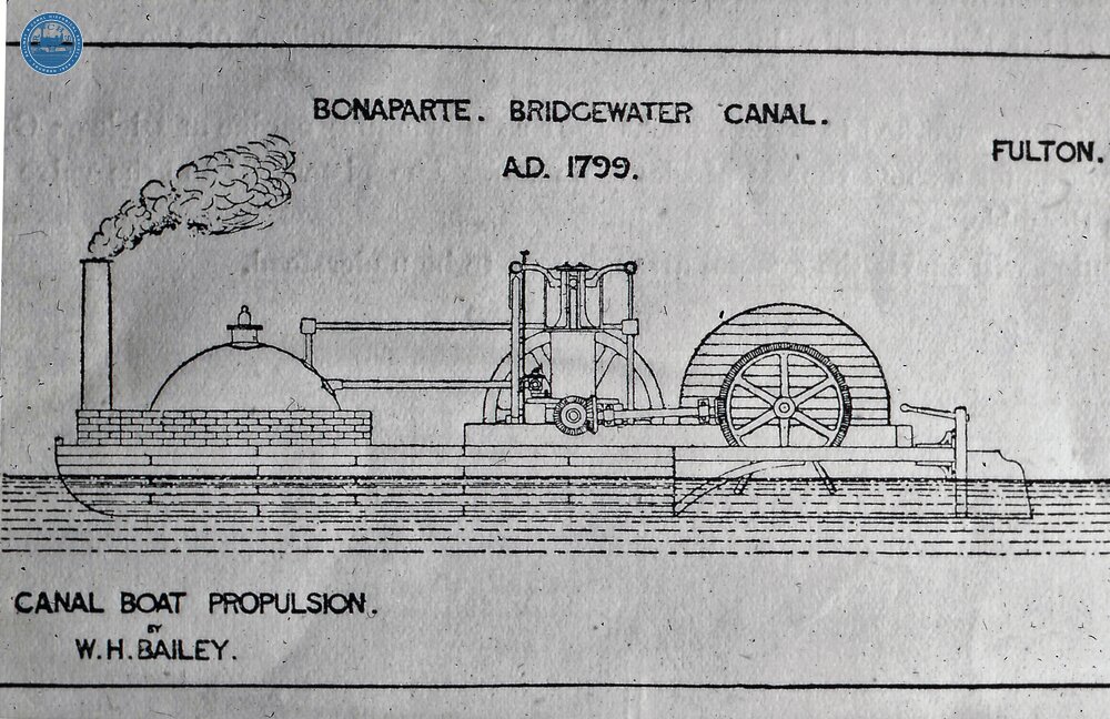 Bridgwater Canal, Fulton’s boat, “Bonaparte” of 1799. (From Steam on Canals Sub-Collection)