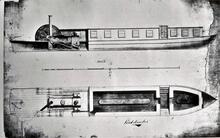 Engraving of old steam boat Lord Dundas