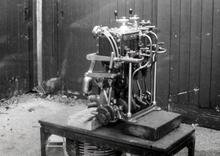 Arthur Henderson's Simpson-Strickland launch engine taken outside workshop at Cragwood.