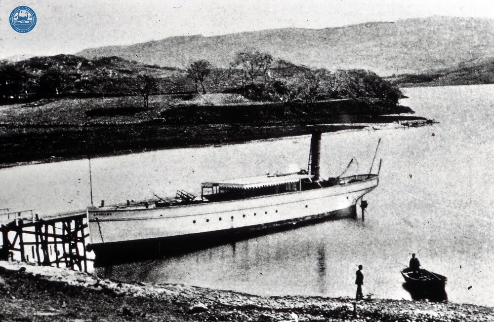 David MacBayne steamer, “Lochawe” at Ford Pier, Loch Awe, Arygyll. Photographer Miss Dow