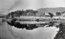 Two steam coasting vessels in Portree Harbour, Skye. 1890-6