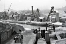 Caldon Canal:  Maintenance boat in Lock at Etruria