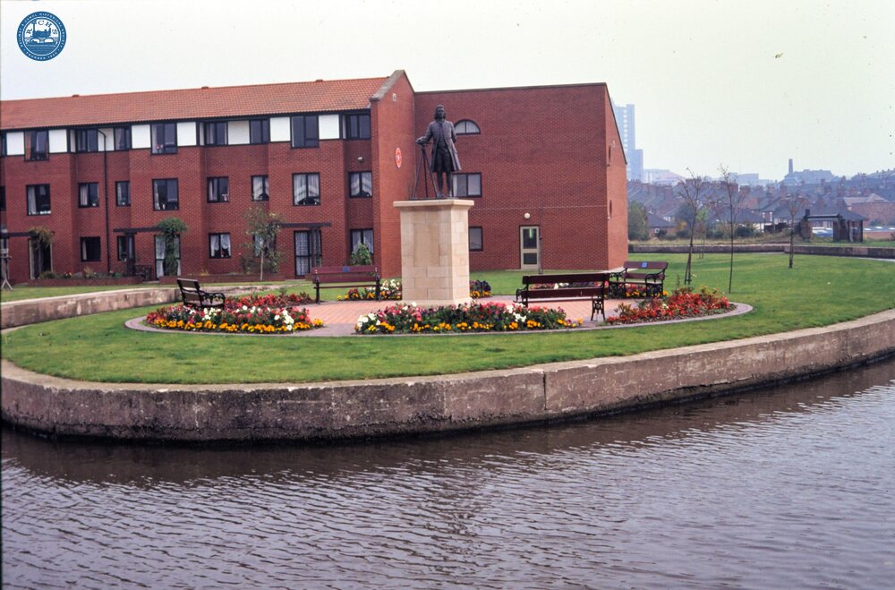James Brindley statue at Etruria, Caldon Canal