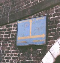 Sign at Hardingswood Jcn, Kidsgrove, Trent & Mersey Canal, Apr 1963