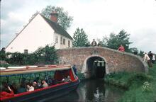 Trip boat CACTUS at Bridge 53 and Woodend lock, May 1976