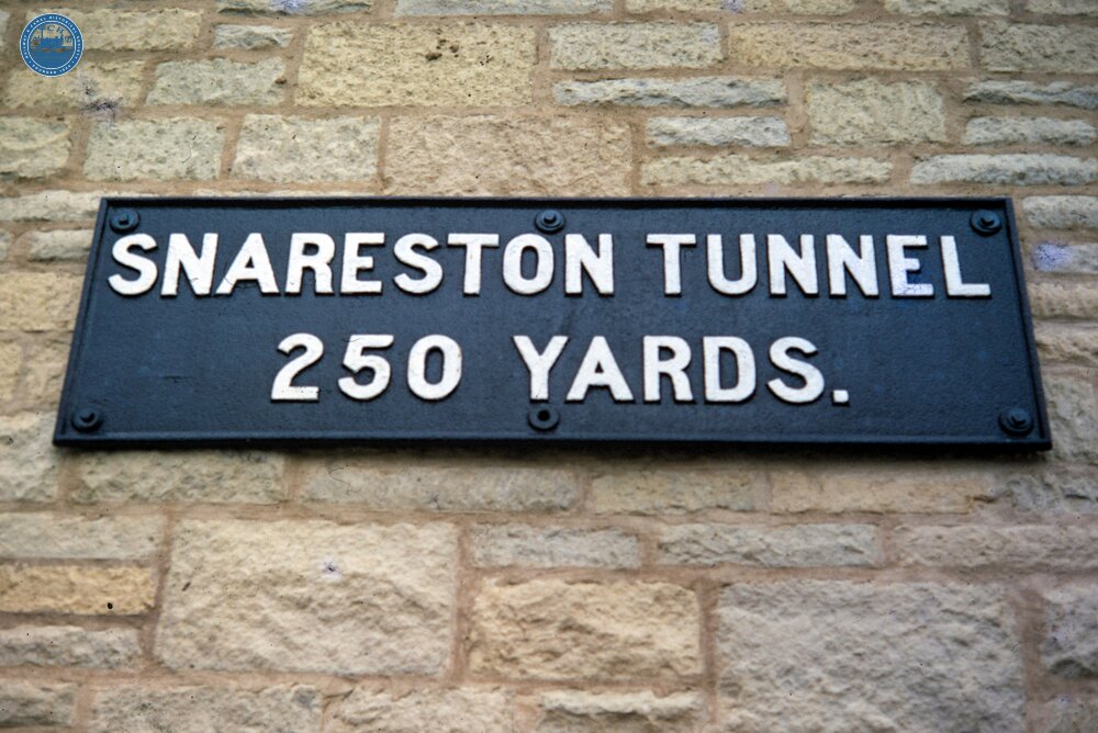 Ashby Canal.  Snarestone Tunnel notice plate preserved at Stoke Bruerne. 31 March 1972