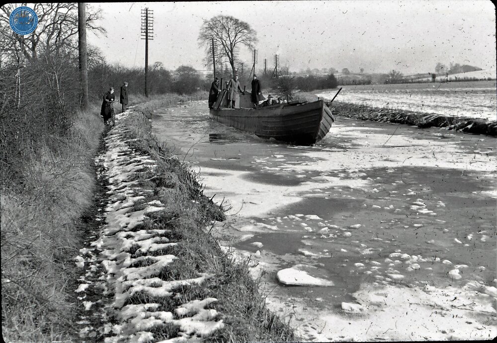 Ice breaking on the  Coventry Canal