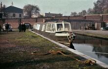 Coventry Canal: Converted narrowboat Ftatateeta at Coventry Basin