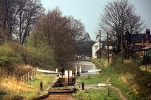 Coventry Canal. Atherstone Locks 4 and 5. April 1973