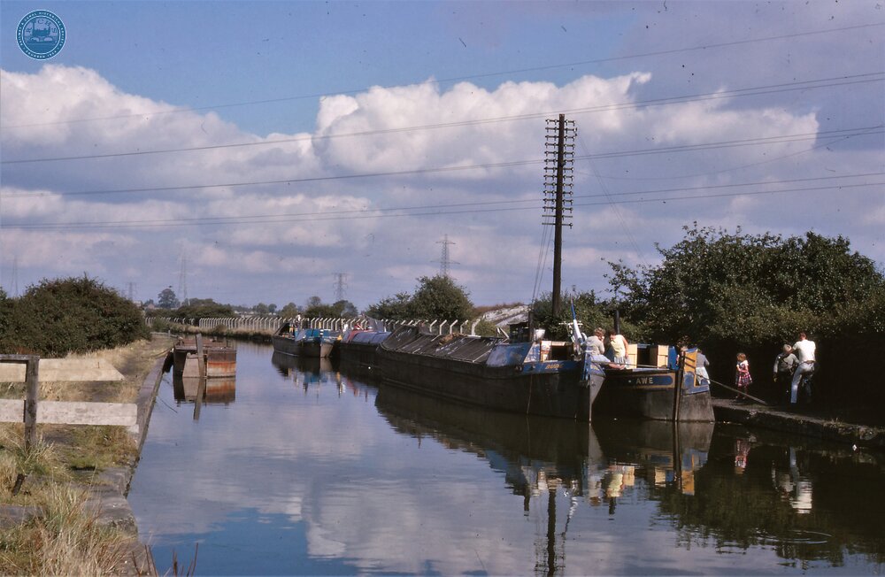 Coventry Canal. Fazeley- Coventry. Hawkesbury Junction. Narrowboats moored include BW BUDE & AWE. 27/09/1964