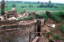 Droitwich Barge Canal, repairs to brickwork of Swine bridge