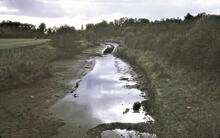Staffordshire and Worcestershire Canal: Drained canal after burst at Wightwick Mill on night of 8th September 1972
