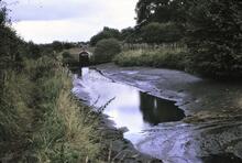 Staffordshire and Worcestershire Canal: Drained canal after burst at Wightwick Mill on night of 8th September 1972