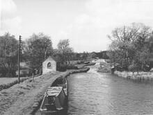 Great Haywood Junction. Staffs & Worcs Canal from the Roving Bridge at the Trent & Mersey Junction. 27 May 1956