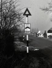 Lowsonford; road sign for hump bridge.