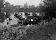 Derelict narrow boats, Kingswood Basin, 12/1950