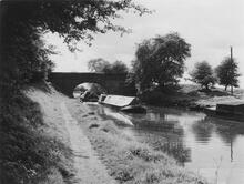 Severn Dolphin' and 'Ford' approaching Tardebigge Top Lock 58, 10 May 1958