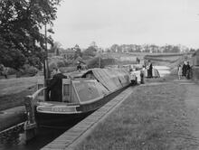 Severn Dolphin' and 'Ford' leaving Tardebigge Top Lock 58, George and Mrs Harris, 10 May 1958