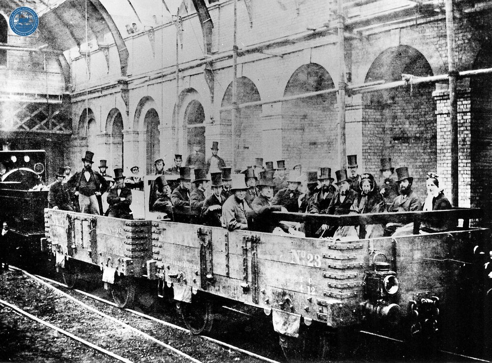  1862 - Metropolitan Railway. Preview trip for dignitaries 24 May 1862 at Farringdon station . (Ref: 030989)