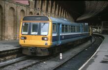 017232 BR DMU Class 142/1 142093 DMS 55743 leading York 21 March 198