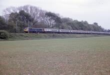 86101 BR electric loco class 86 no 86101 on southbound passenger train, Muscot (WCML) 20  May 1975. (Ref: 017028)