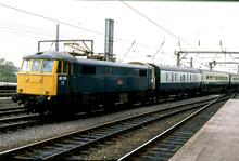 86216 BR electric loco Class 86/2 86216 “Meteor” (originally Class AL6 No E3166). Carlisle  25 May 1983. (Ref: 017173)