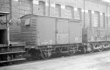 VVV LMS van 12T No DM162949; Rugby Goods yard 20 December 1975 (Ref: 012261E 75_8_10)
