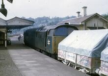017030  BR(WR) diesel hydraulic loco, class 52, no 52 1047"Western Lord". Launceston June 1975