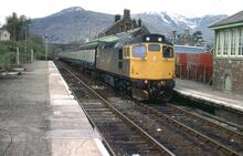 017110  27014 BR diesel electric loco class 27 no 27014 on passenger train. Dalmally 19 May 1979