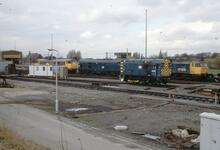 017240 BR diesel electric shunting loco, Class 08 08567 + 47455, 31452, 31342. York 21 March 1989