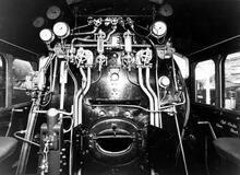 View of cab of unknown BR locomotive, probably a Clan or Britannia. (Ref: 010776)