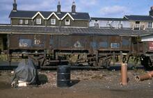 017087BR 20t balast wagon Grampus  no D950128. Hellifield 5 September 1975