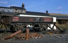 017088   BR 13t medium goods wagon, steel sidesno DB460879. Hellifield 5 September 1975