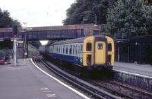  BR  EMU Class 421/2 4CIG unit 7424. Virginia Water 10 September 1983 (Ref: 017201)