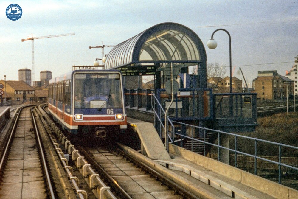 Docklands Light Railway. Mudchute station. 16 February 1989